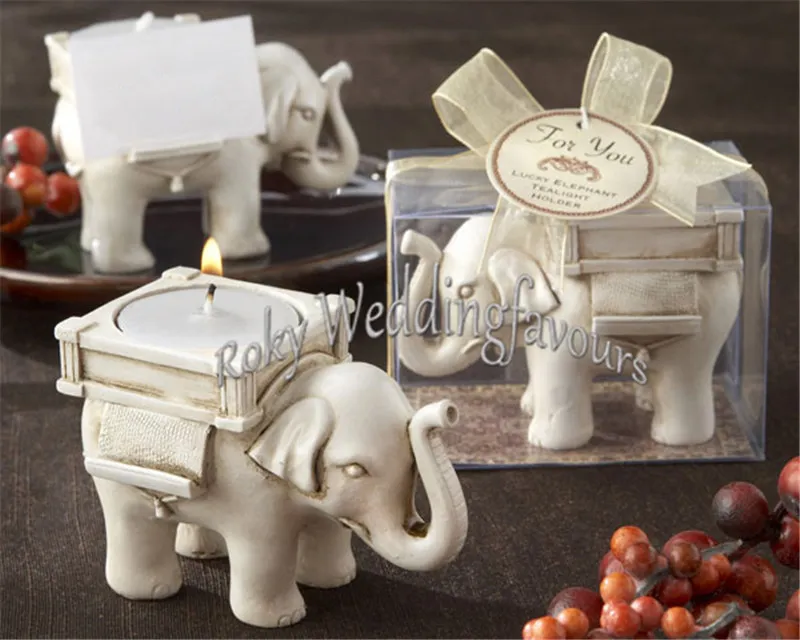 Photophore en forme d'éléphant porte-bonheur, 100 pièces, cadeaux de mariage avec bougie à l'intérieur, cadeaux d'anniversaire, fourniture de Table de fête