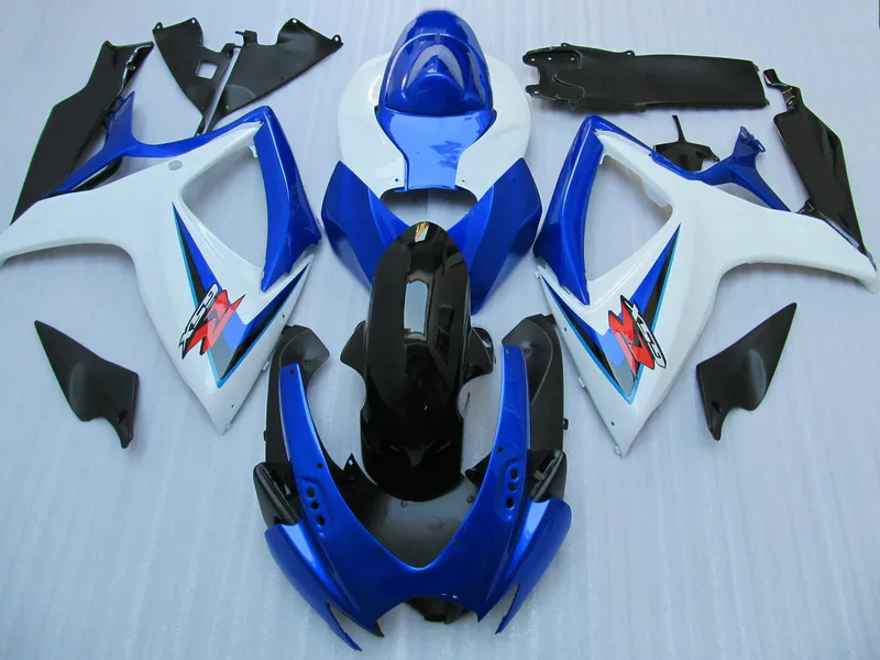 Dostosuj do Suzuki GSXR 600 750 Zestaw owiewki GSXR600 GSXR750 Fairings 2006 2007 06 07 Niebieski biały owiewki 240L