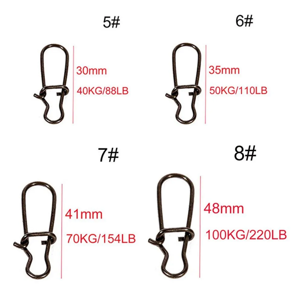 100 pièces Duo Lock boutons-pression taille 08 noir joli bouton-pression pivotant anneaux coulissants en acier inoxydable USA Kit de matériel de pêche Test 26LB220LB4449544