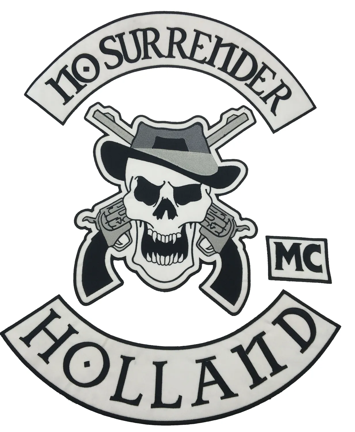 Ny No Surrender Motorcykel broderad järn på patch stor ryggstorlek för jacka Vest Patch G0415 Gratis frakt