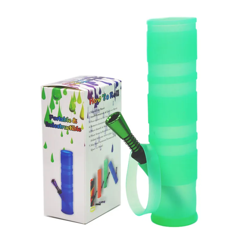 200MM Portable Incassable Fumer Bongs Shisha Narguilé Silicone Fumer Tuyaux D'eau Lavable Pliable