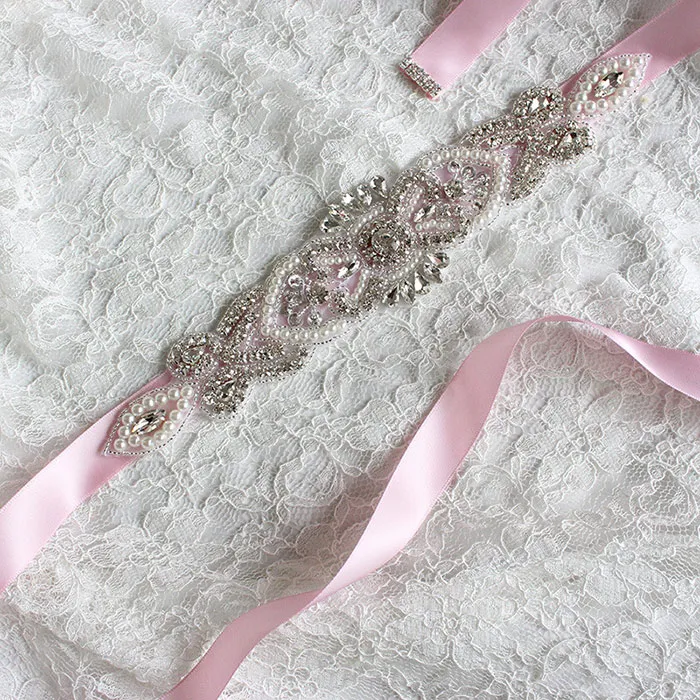 Jasny pasek ślubny ślub rhinestone Faux Pearl Princess Sashes Druhna Dress Sash Akcesoria ślubne Multi kolorowa wstążka BW542172880