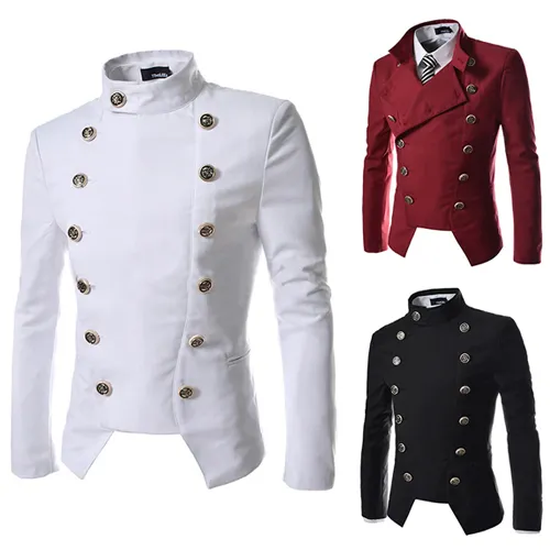 Koreansk dubbel-breasted Slim Jacket Male Costume Star Singer Dancer Party Stage Wear Outdoors Performance Show Fashion High Quality Cool Boy