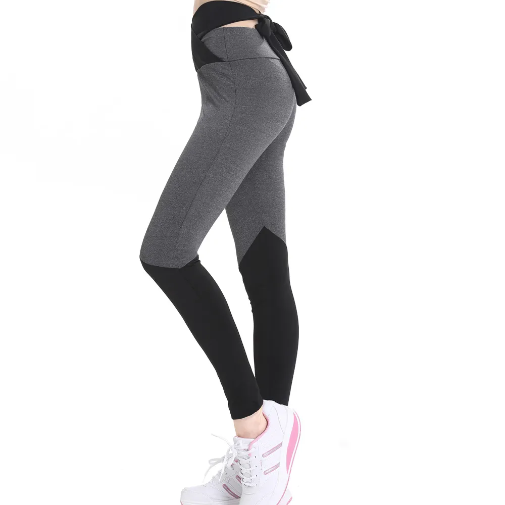 Melhor presente New alta tiras de cintura gravata cor pé exercício leggings de fitness yoga LW044 Leggings das mulheres