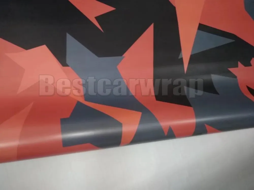 ピクセルオレンジ色の大きなカモファルジビニールカーラップフィルムとトラック /ボートグラフィックスフォイル用のエアバブルフリーカモフィルム1.52x30m（5x98ft）
