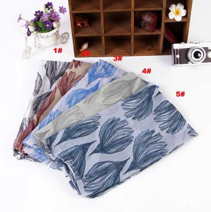 Designer Retro Big Flower Print Voile Cotton Classic Frorial Infinity Scarf Fashion Circle Scarf Large Size Long Scaves Women