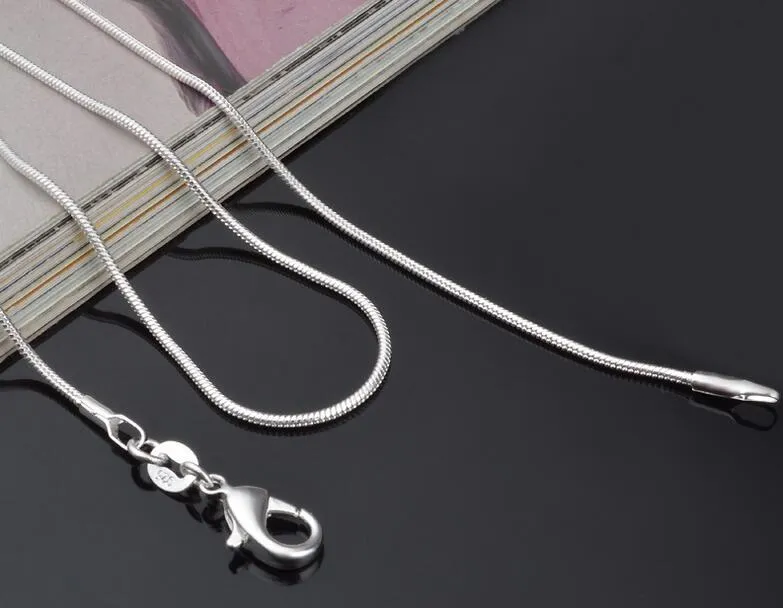 Najwyższej jakości Posalanie 925 Sterling Silver Wąż Łańcuch Naszyjnik 1mm 16-24 cali Biżuteria Cena Fabryczna Darmowa Wysyłka