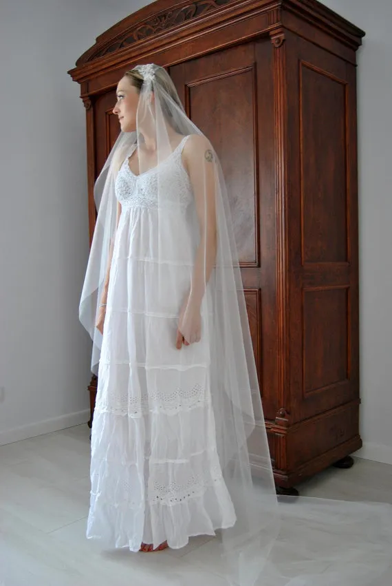 Voile de mariage Juliette une couche blanc ivoire Champagne voile de mariée bord coupé longueur de plancher Applique 926P