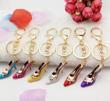 Högklackat nyckelkedja Höghälsade skor Handväskor Tillbehör Bilnyckel Ringkedja Hängsmycke Multicolor High Heel Key Ring Holiday Gift Keychain