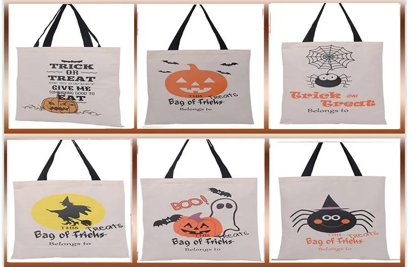 Halloween prezenty worek torby dynia diabeł torebki cukierki torby prezent cartoon cartoon tote ponowne dopasowanie pająka druku na ramię torba Z17095