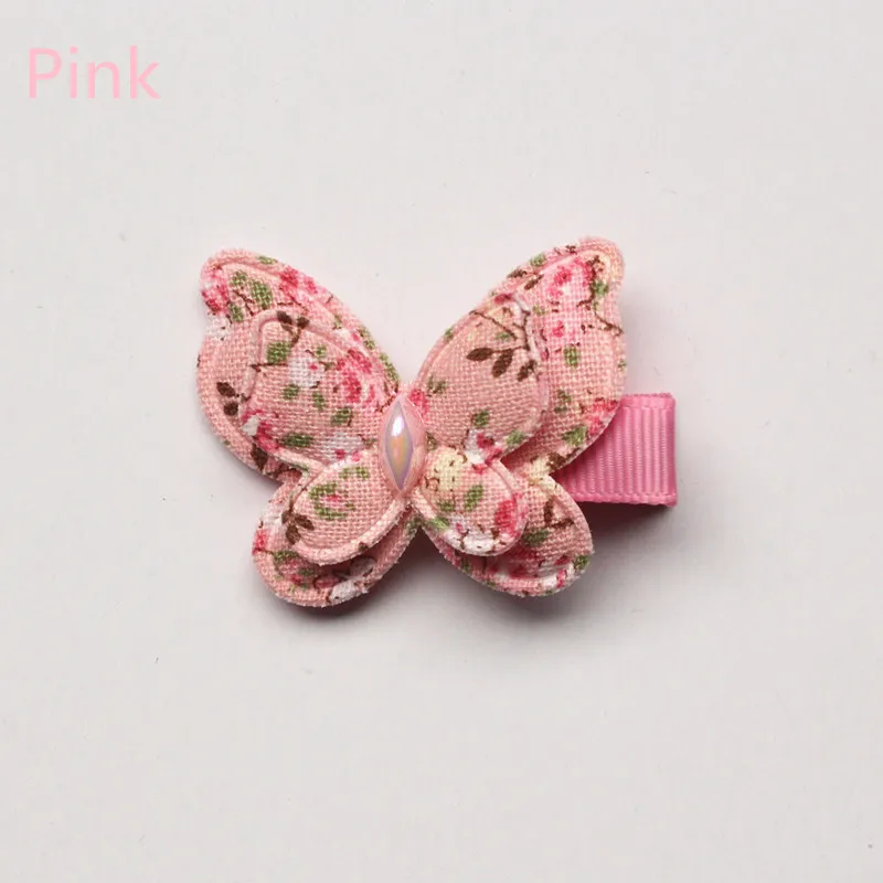 Pinces à cheveux animaux de petite taille, épingles à cheveux papillon rose, Barrettes en coton colorées faites à la main pour enfants filles, Double niveau, 20 pièces