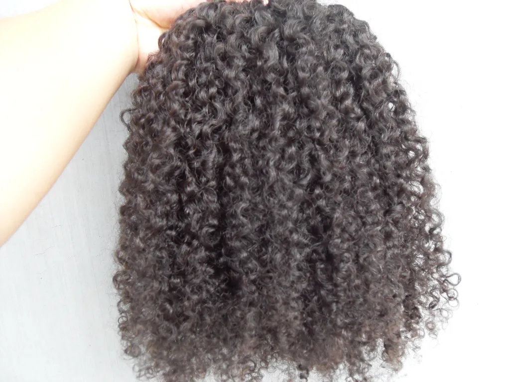 brazilian human virgin hair extensions clip in hair kinky curly hair style dark brown natural black color3939214