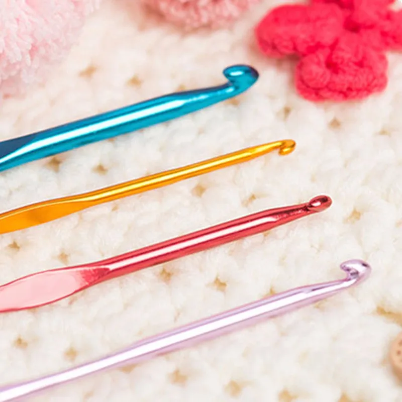 Set Multi-colour Aluminum Crochet Hooks Needles Knit Weave Craft Yarn Sewing Tools Crochet Hooks Knitting Needles Craft Accessories