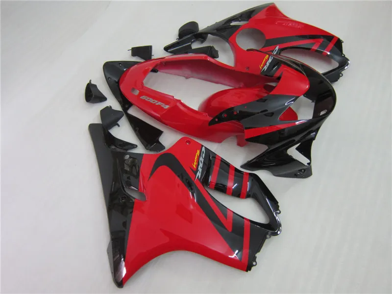 100% kit in forma di iniezione cupolino Honda CBR600 F4 1999 2000 carenature corpo aftermarket nero rossi impostato CBR 600 F4 99 00