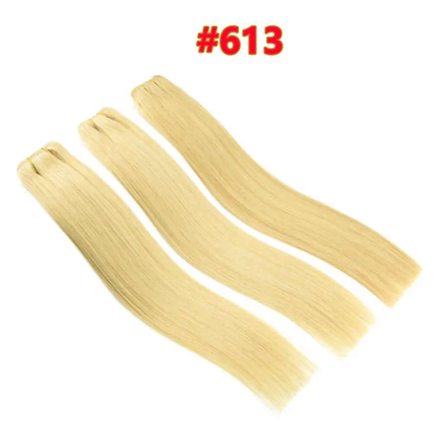 10A Gradkvalitet Dubbeldragen # 60 # 613 Blond brasilianska rakt mänskligt hår 3st 80g / st Brasilianska Human StraighThair Weave Bundlar
