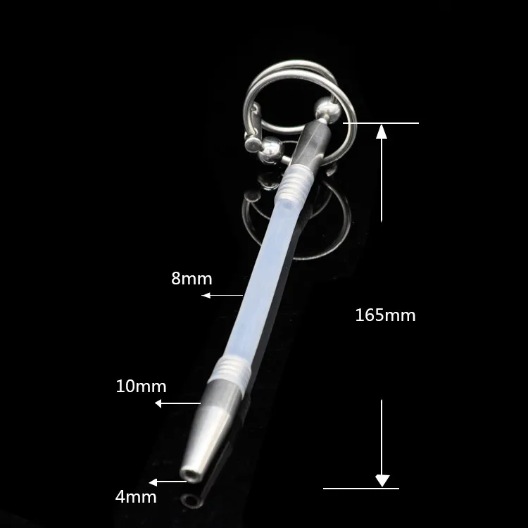 Catetere uretra maschile in acciaio inossidabile di stile più recente con anello il pene di 2 dimensioni Spina urinaria pene Giocattolo sessuale Dilatatore stimolazione dell'uretra A1044627656