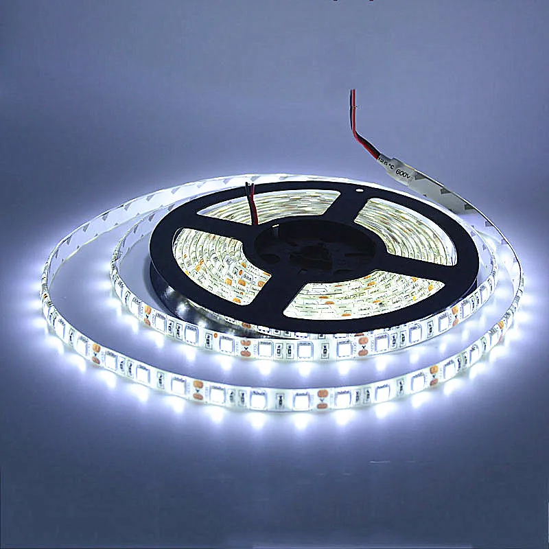 2835 RGB LED-remsa Vattentät 5m 300LEDS Tape Luminaria Luz 12V Bil Hem Ledband Vit Varm Vit Blå Röd Grönt Ljus