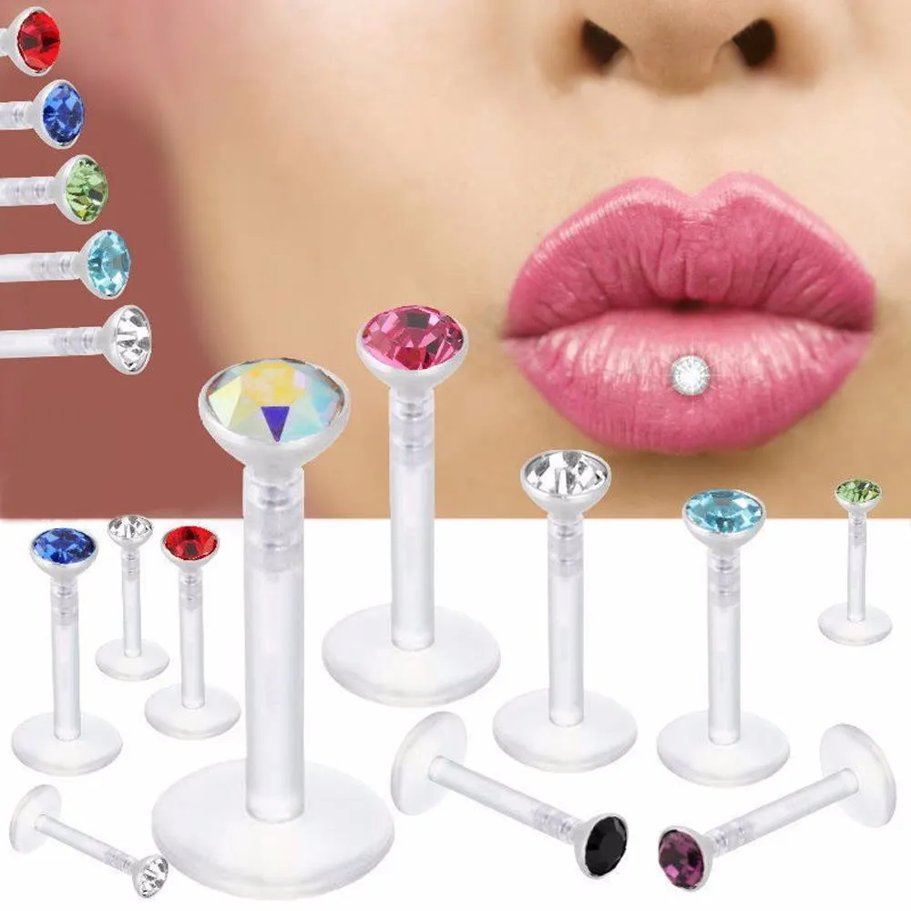 2017 Najnowszy akrylowy Labert Bar Lip Pierścień Pierścienie Ucha Pierścienie Kości Kolczyki Piercing Biżuteria