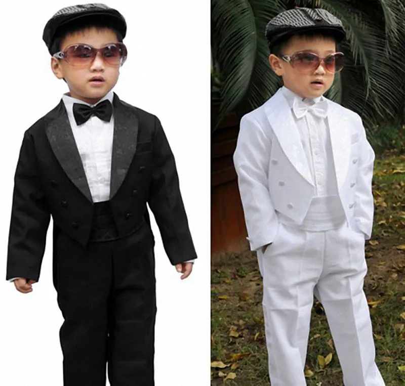 Jungenanzüge für Hochzeiten, Kinder-Abschlussballanzüge, Schwarz-Weiß-Hochzeitsanzüge für Jungen, Smoking, Kinderkleidungsset, formelle Jungenkostüme185a