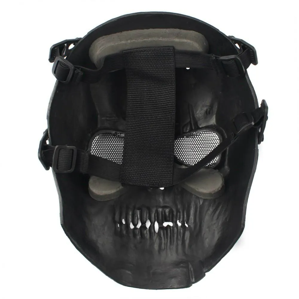 2016 Exército Mesh Full Face Mask Skull Skeleton Airsoft Paintball BB Gun Game Protect Safety Mask289E