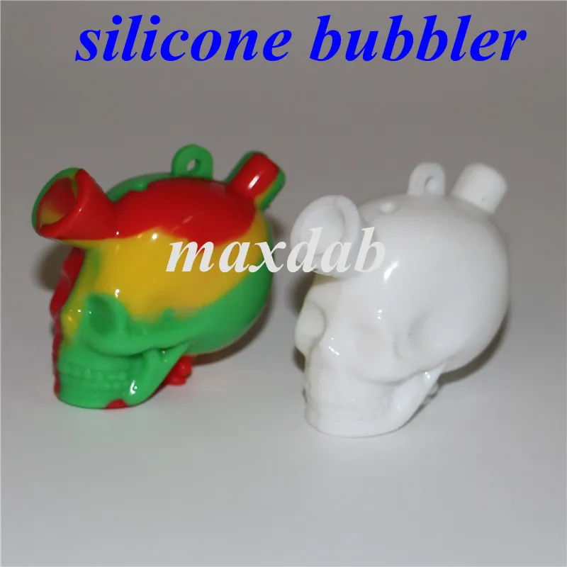 Silicone Cigarette Filter skull Bubbler hookah Water Pipe Mini Travel Silicon Blunt Bong Dab Rig With Various Color