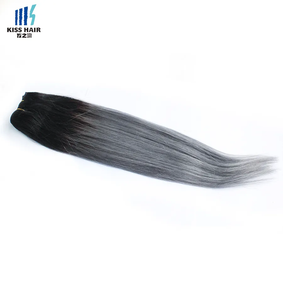 Fasci di tessuto capelli umani Ombre grigio scuro da 300 g bicolore T 1B Capelli lisci indiani malesi brasiliani colorati di buona qualità2199798
