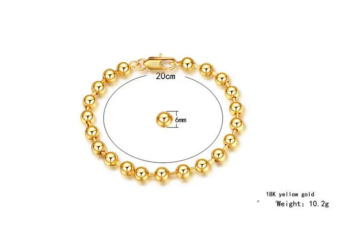 Marca 18 K ouro platings circular talão Colar Pulseira homem mulher 6 MM Budismo talão pulseira De Ouro colar de Jóias de casamento conjunto