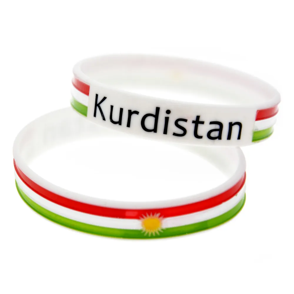 kurdistan flagga logotyp silikon armband vit vuxen storlek mjuk och flexibel stor för dairly wear