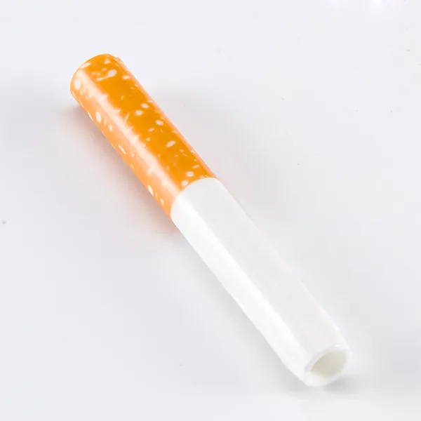 Smoking Accessories Ceramic Cigaratte Hitters Yellow Filter Color Cigarette Shaped Tobacco Pipe Ceramic Design Easy To Use And Clean Retail MP119