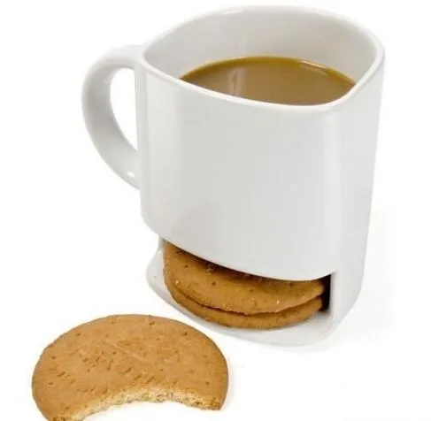 Ceramic Mug Coffee Biscuits Milk Dessert Cup Tea Cups Bottom Storage for Cookie Biscuits Pockets Holder For Home Office