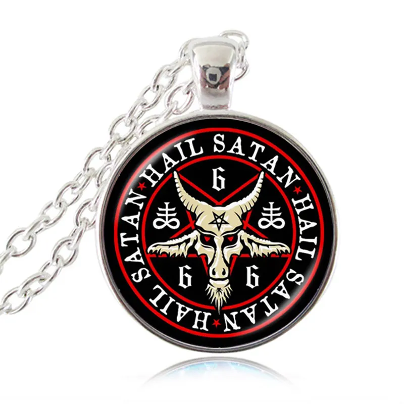 Pentagramme Collier pendentif tête de chèvre rouge pendentif Baphomet Collier bijoux satanisme gothique bijoux Collier Femme sans cou