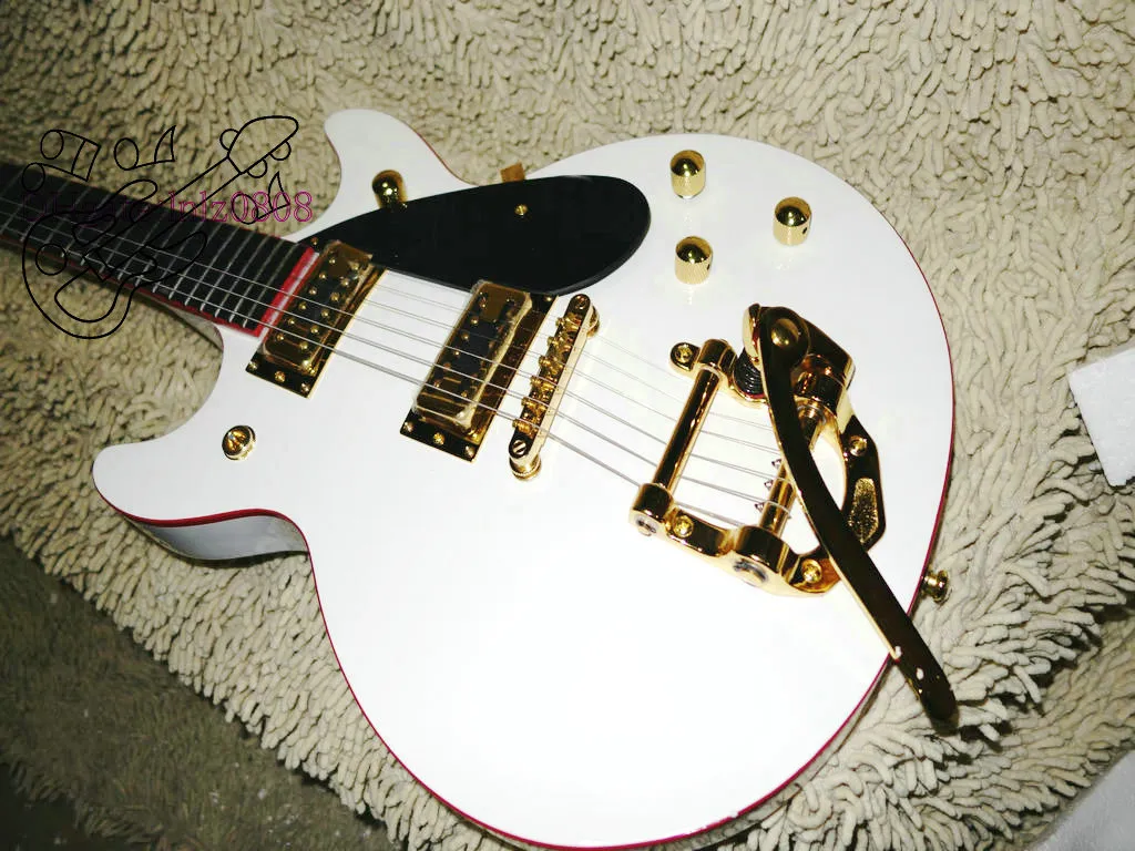 La più recente chitarra elettrica Custom Shop 6128T IN bianco con sistema tremolo OEM dalla Cina