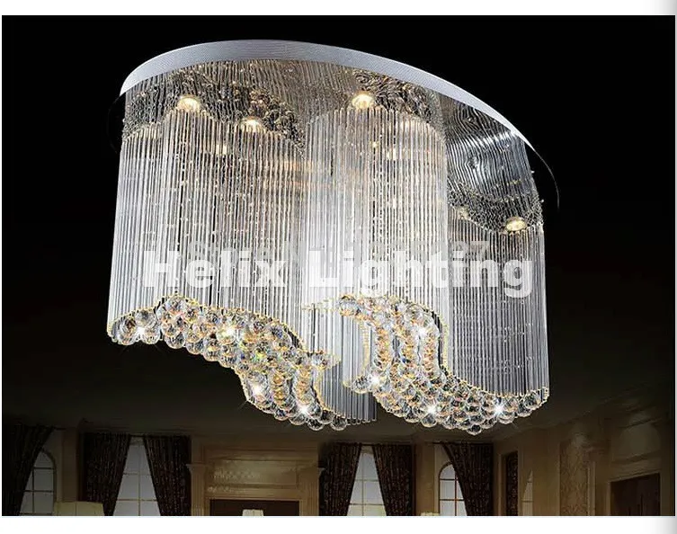 2017オーバルデザインクリスタルシーリングライトライトライトフィクスチャLamparas de Techo LampのためのLustres de Cristal Crystal Lighting階段ランプ