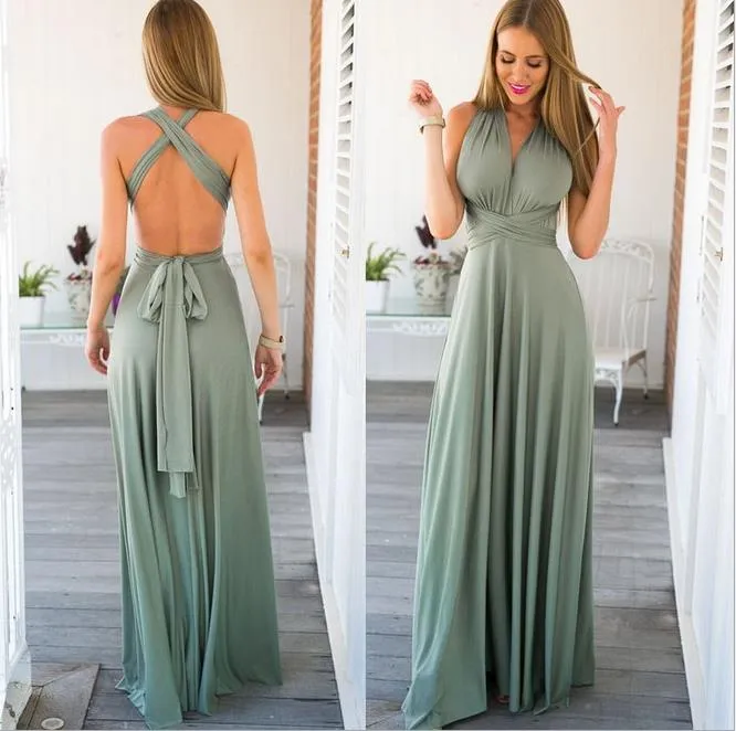 Sıcak Avrupa Moda kadın Seksi Bandaj Uzun Elbise lady V Boyun Backless Clubwear Elbise Kadın Kokteyl Parti Elbiseler 15 Renkler