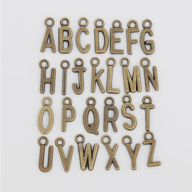 Ny Vintage Alloy Alphabet Charms Metal Initial Letter Charms / Varje Alphabet Charms 10st, AAC1198