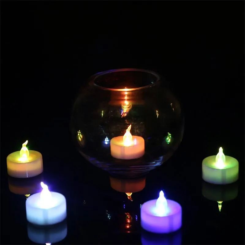 Velas de chá 3,5 * 4,5 cm LED Tealight Luz Sem Embado Colorido Amarelo Bateria Operado Casamento Festa de Aniversário Decoração de Natal