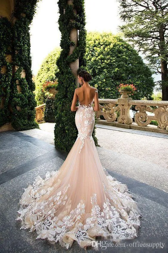 Mermaid Wedding Dresses Sheer Neck Cap Sleeve Lace Appliques Illusion Bodicese Bridal Gowns Wedding Dress Vestios De Novia