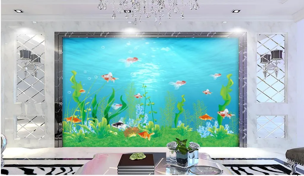 Underwater World Marine Sea Museum TV backdrop wallpaper for walls 3 d for living room