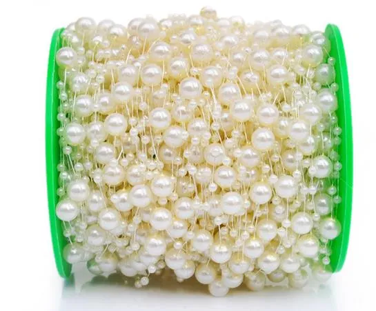 Guirlande De Perles Artificielles à Double Rangée De Perles Blanches De 4 Mm Pour Sapin De Noel Guirlande De Perles Artificielles En Plastique Pour