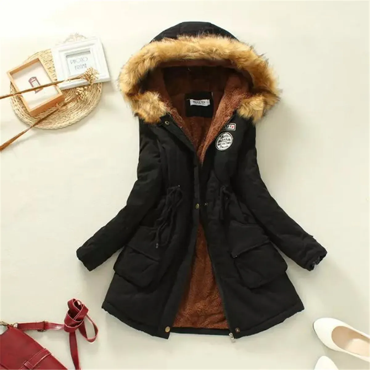 Winter Womens Parka Casual Outwear Military Hooded Coat Winter
