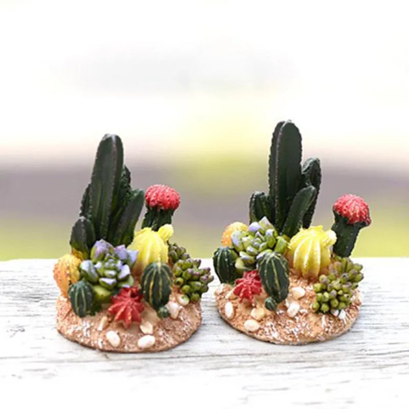 2st Mini Totoro Pot Decor Cactus Miniatyrer Fairy Garden Moss Terrarium Inredning harts hantverk Bonsai Micro Lands CHAFTH harts