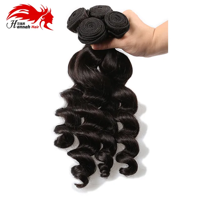 Hannah product Brazilian Loose Wave Virgin Remy Hair 3 Bundles Loose Weave Curly Virgin Brazilian Hair Brazilian Virgin Human Hair Bundles