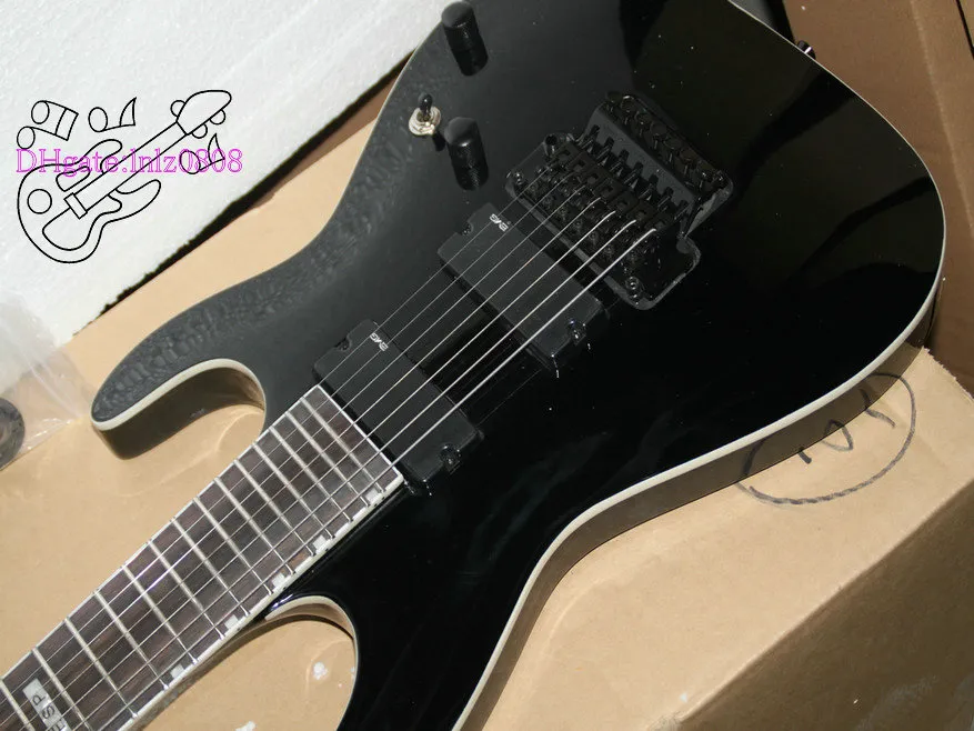 Guitare électrique noire à 7 cordes, Custom Shop, manche une pièce, dispositif trémolo très beau, guitares à 7 cordes