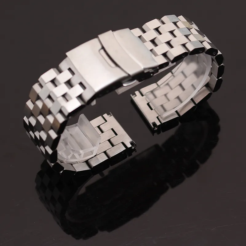 Ny Matt Watchband Rostfritt stål 18mm 20mm 22mm 24mm 26mm Fashion Watches Strap Armband Silver med säkerhet Folding Spänneutplacering