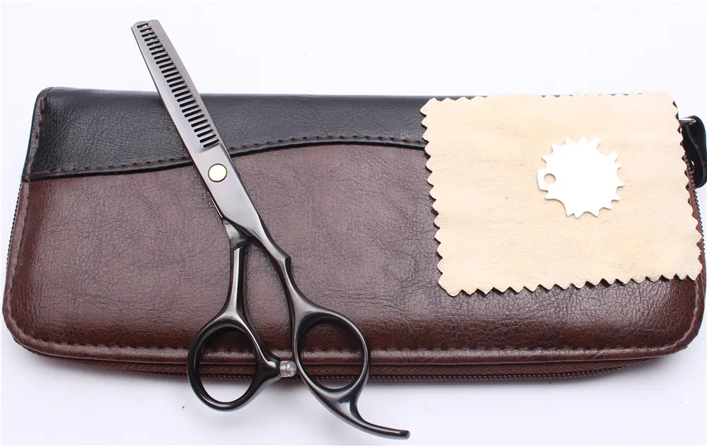 C1005 55quot 440C Customized Logo Black Professional Human Hair Scissors Barber039s Hairdressing Scissors Cutting or Thinnin9807657