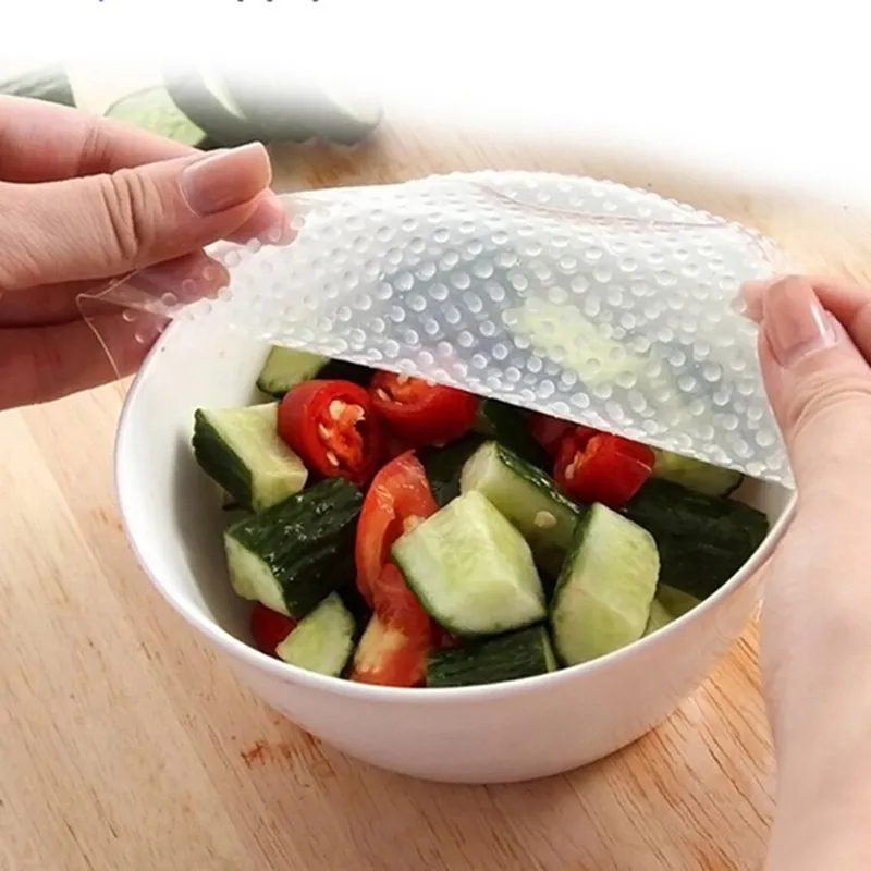 4 pzMultifunzionale Cibo Conservazione Fresca Saran Wrap Utensili Da Cucina Riutilizzabili In Silicone Involucri Alimentari Sigillo di Copertura Sottovuoto