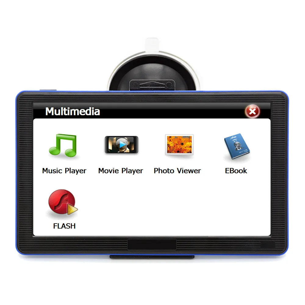 7 tums HD Capacitive Car Truck GPS-navigering MP3 / MP4 FM-sändare 8GB 3D Maps Navigationsenhet