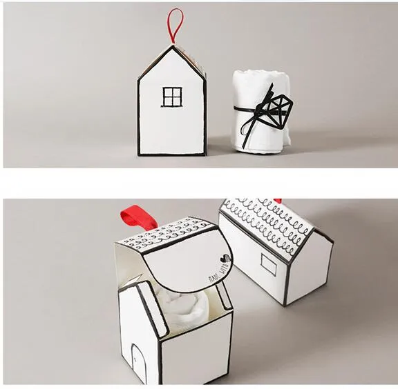 2000 sztuk Small House Paper Paper Box Nougat Cookies Candy Box Pudełko Ślubne Pudełka Prezenty Pudełko DHL Fedex Shipping