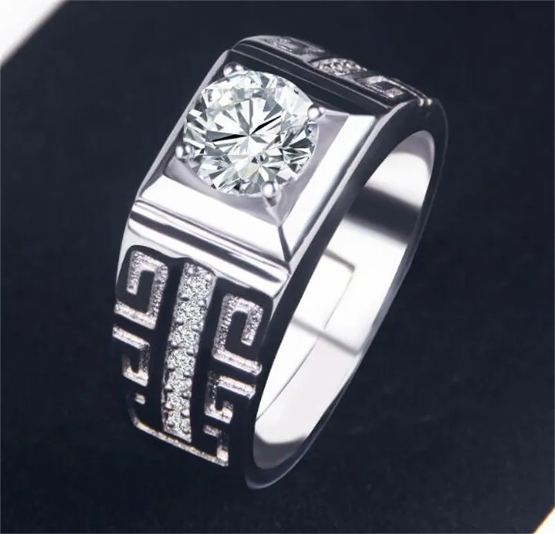 YHAMNI Original Real 925 Sterling Silver Rings for Man Wedding Engagement Ring Fashion Diamond Jewelry Men Finger Ring NJZ002
