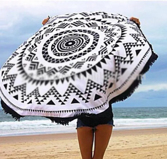 Fashion Sunbathe Round Beach Towel Large Microfiber Printed Yoga Towel With Tassel Serviette De Plage Toalla Circle Playa shawl